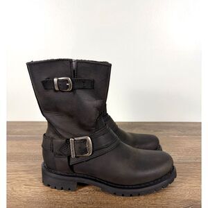 Harley Davidson Scarlet Zip Harness Engineer Boots Womens 6 Black Leather Biker